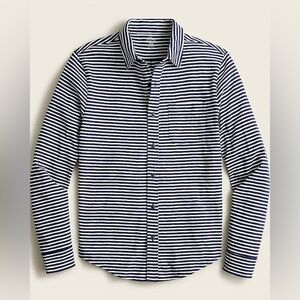 J. CREW GARMENT-DYED HARBOR SHIRT, NAVY STRIPE